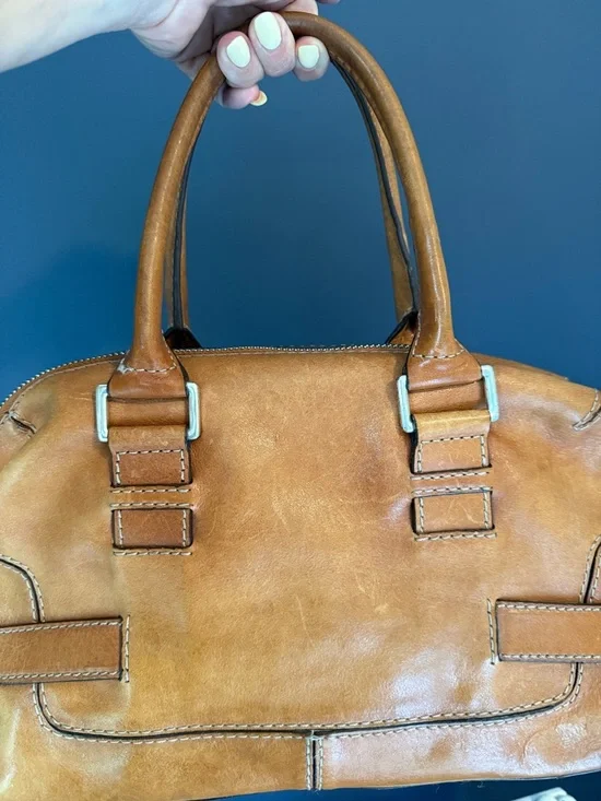 Michael Kors Cognac Leather Satchel with Silver Hardware - Picture 2 of 8